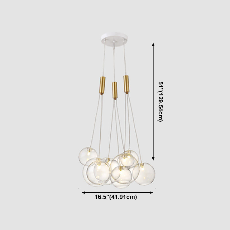 Clear Glass Chandelier Light Fixtures Modern Multi-Head Globe Pendant Lamp for Living Room