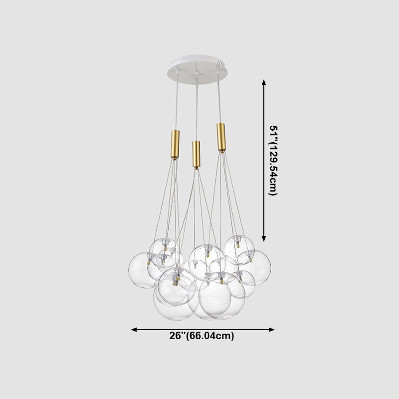 Clear Glass Chandelier Light Fixtures Modern Multi-Head Globe Pendant Lamp for Living Room