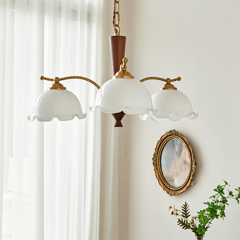 Wood Japanese Style Chandelier Gold Hanging Light with Metal for Restaurant