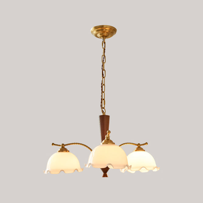 Wood Japanese Style Chandelier Gold Hanging Light with Metal for Restaurant