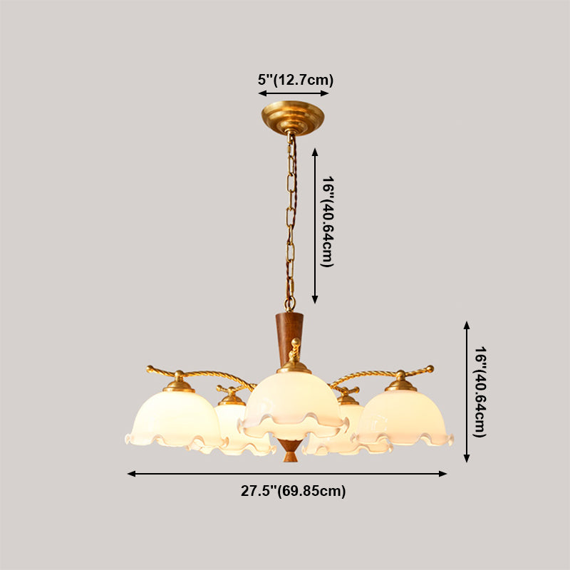 Wood Japanese Style Chandelier Gold Hanging Light with Metal for Restaurant