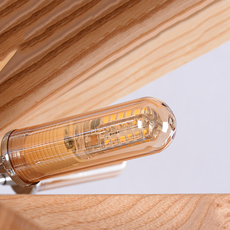 Wood Nordic Style Chandelier 10 Lights Hanging Light for Restaurant