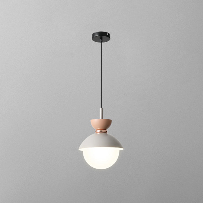 Pendre de chevet de chevet à un seul bulbe Style de macaron petite lumière suspendue avec une teinte en verre