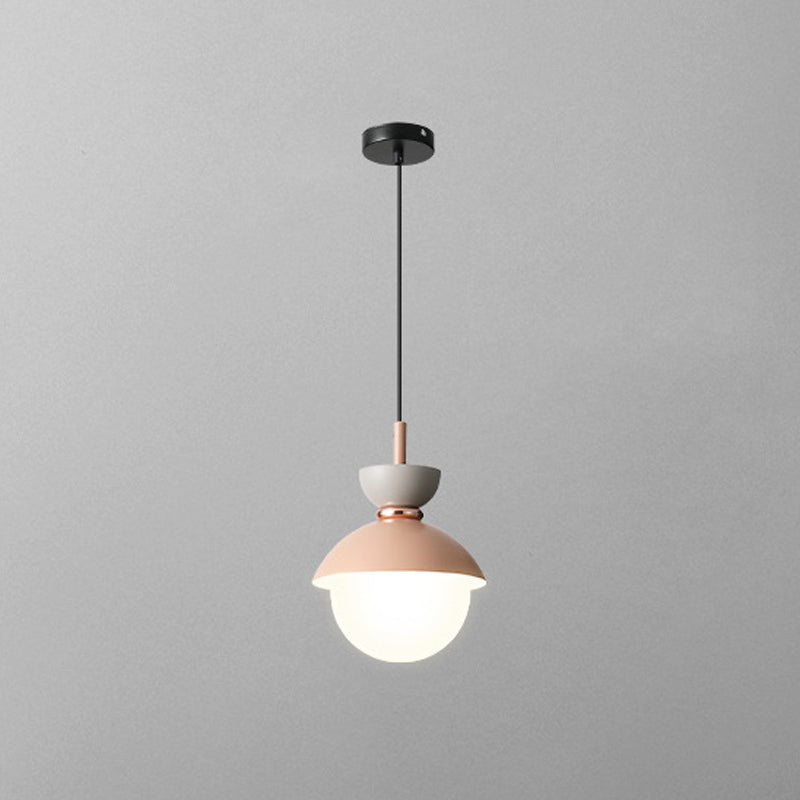 Pendre de chevet de chevet à un seul bulbe Style de macaron petite lumière suspendue avec une teinte en verre