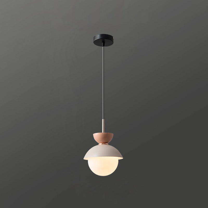 Pendre de chevet de chevet à un seul bulbe Style de macaron petite lumière suspendue avec une teinte en verre