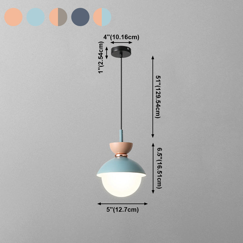 Pendre de chevet de chevet à un seul bulbe Style de macaron petite lumière suspendue avec une teinte en verre