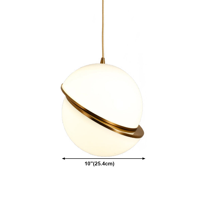 Style moderne suspendu blanc 1 lumière suspendue lumière en or pour chambre à coucher