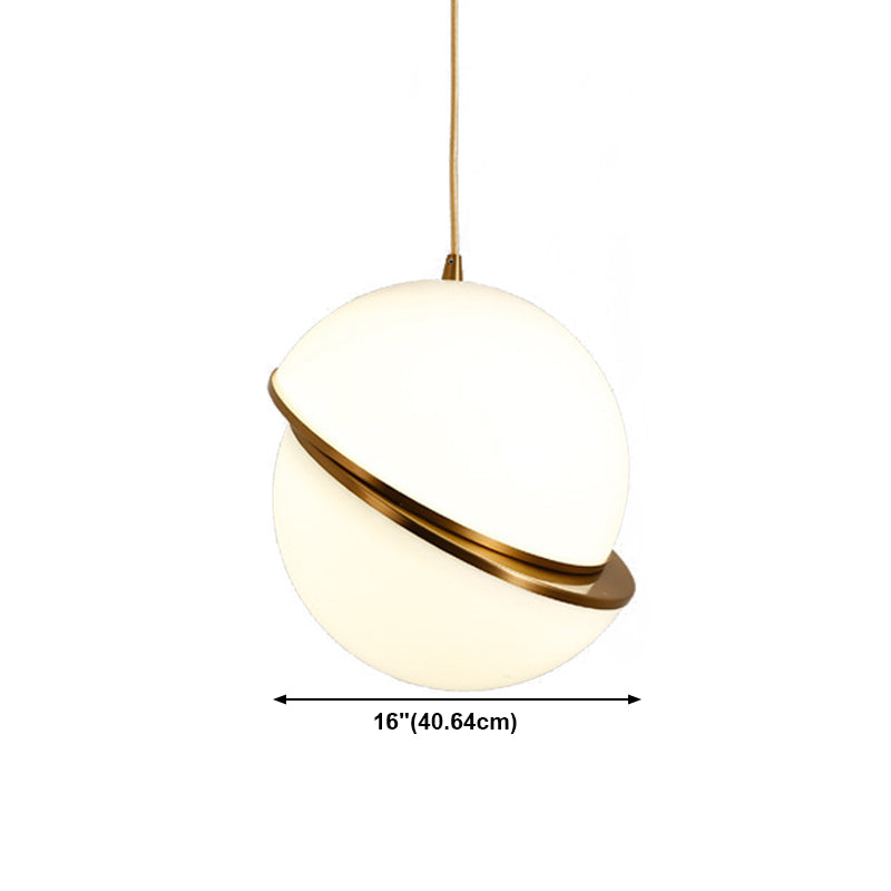 Style moderne suspendu blanc 1 lumière suspendue lumière en or pour chambre à coucher