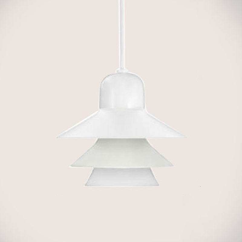 Layered Restaurant Pendant Lamp Metallic Single-Bulb Macaron Hanging Light