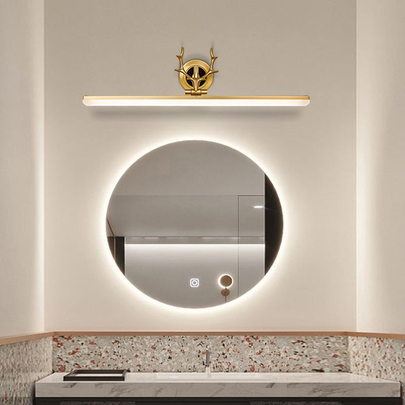 Modern Simple Copper Makeup Mirror Lamp Nordic LED Mirror Light Fixture for Bathroom