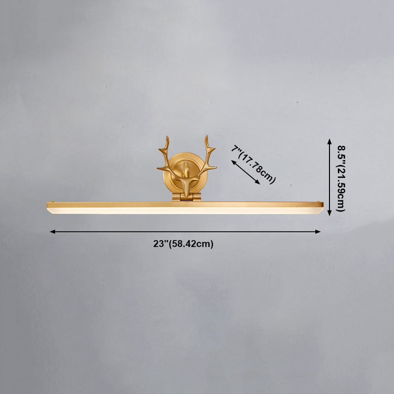 Modern Simple Copper Makeup Mirror Lamp Nordic LED Mirror Light Fixture for Bathroom