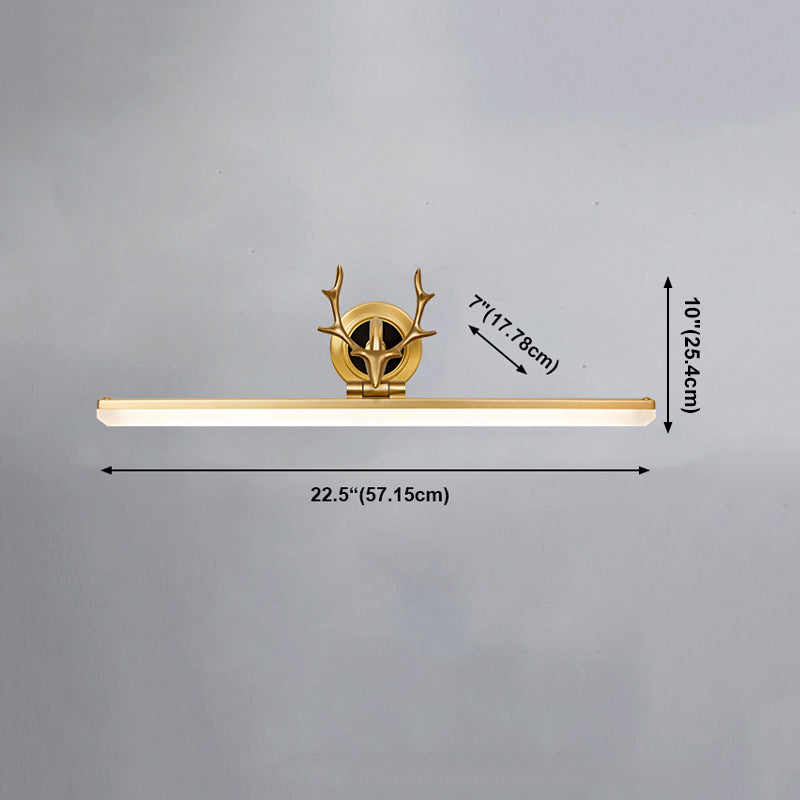 Modern Simple Copper Makeup Mirror Lamp Nordic LED Mirror Light Fixture for Bathroom