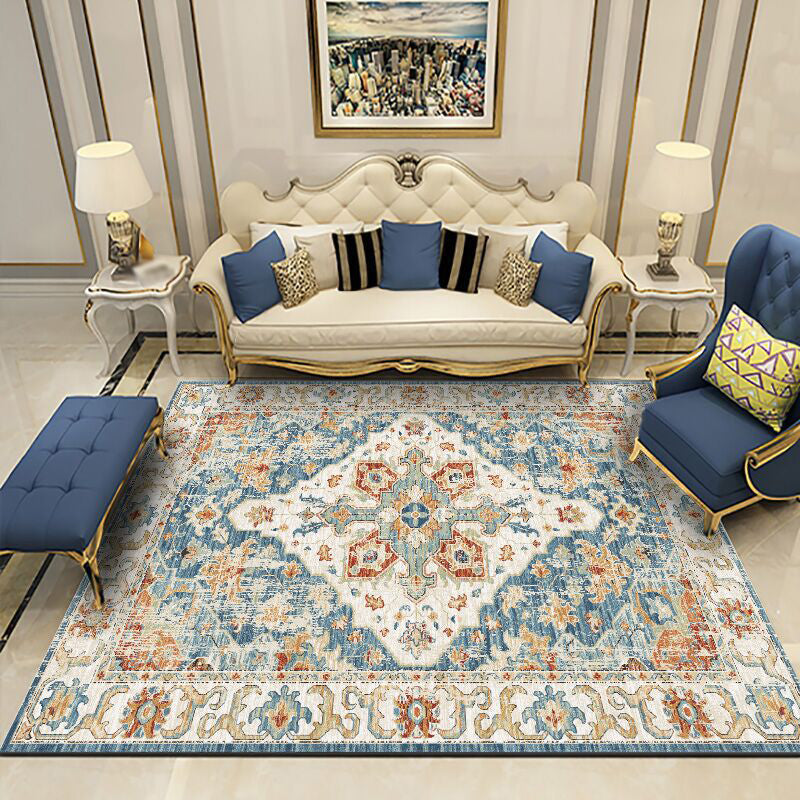 Bohemian Carpet Indoor Medallion Carpet Stain Resistant Carpet for Living Room