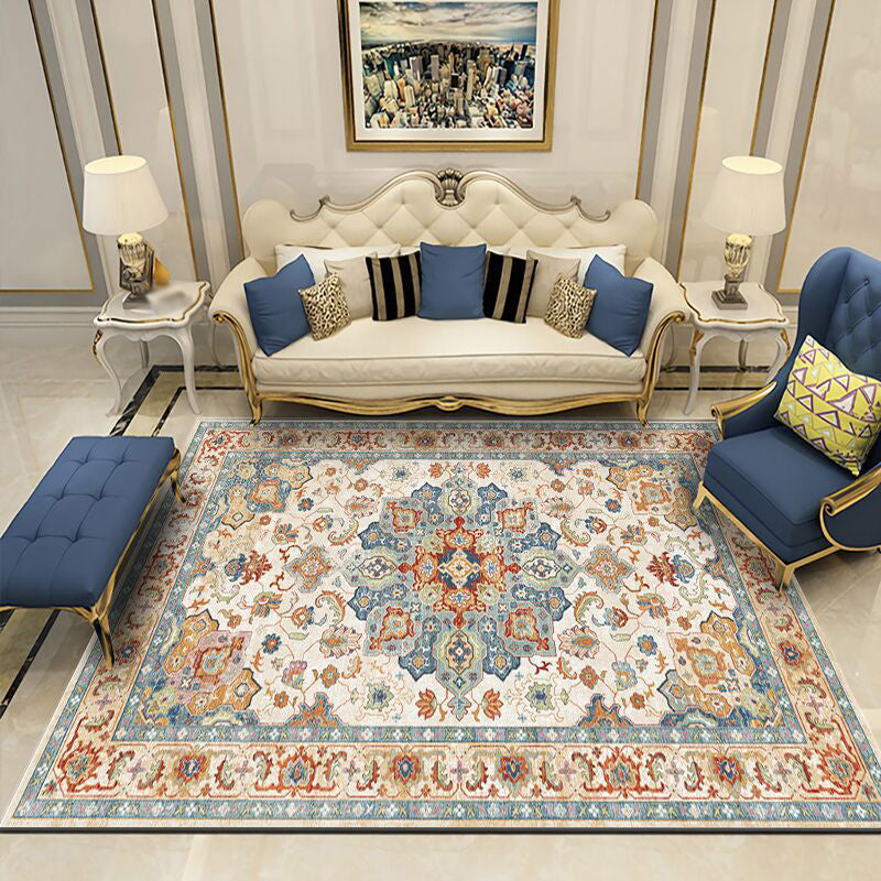 Bohemian Carpet Indoor Medallion Carpet Stain Resistant Carpet for Living Room