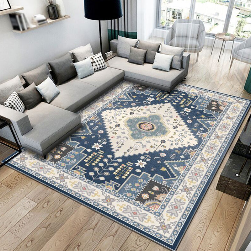 Bohemian Carpet Indoor Medallion Carpet Stain Resistant Carpet for Living Room