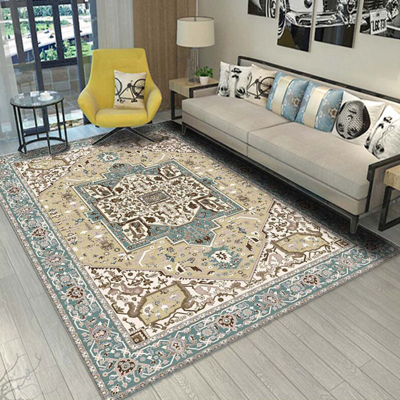 Bohemian Carpet Indoor Medallion Carpet Stain Resistant Carpet for Living Room