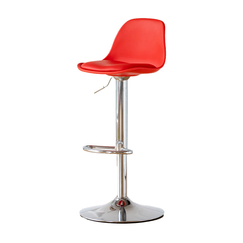 Scandinavian Adjustable Height Counter Stools Metal Leather Swivel Low Back Bar Stools
