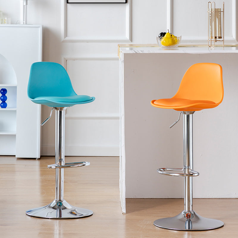 Scandinavian Adjustable Height Counter Stools Metal Leather Swivel Low Back Bar Stools
