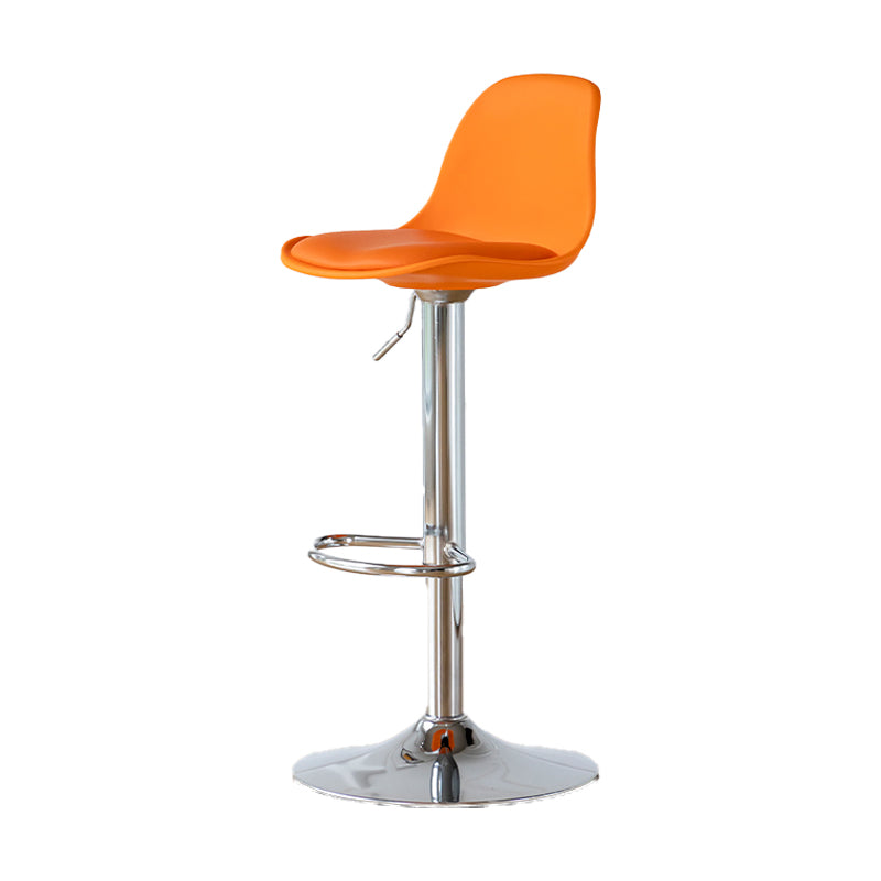 Scandinavian Adjustable Height Counter Stools Metal Leather Swivel Low Back Bar Stools