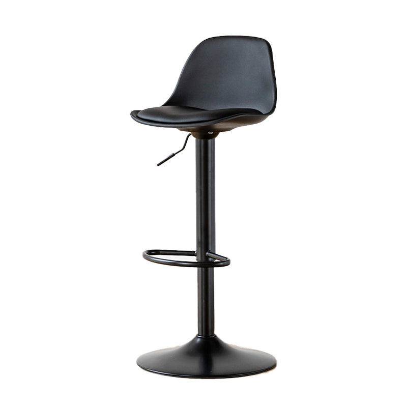 Scandinavian Adjustable Height Counter Stools Metal Leather Swivel Low Back Bar Stools