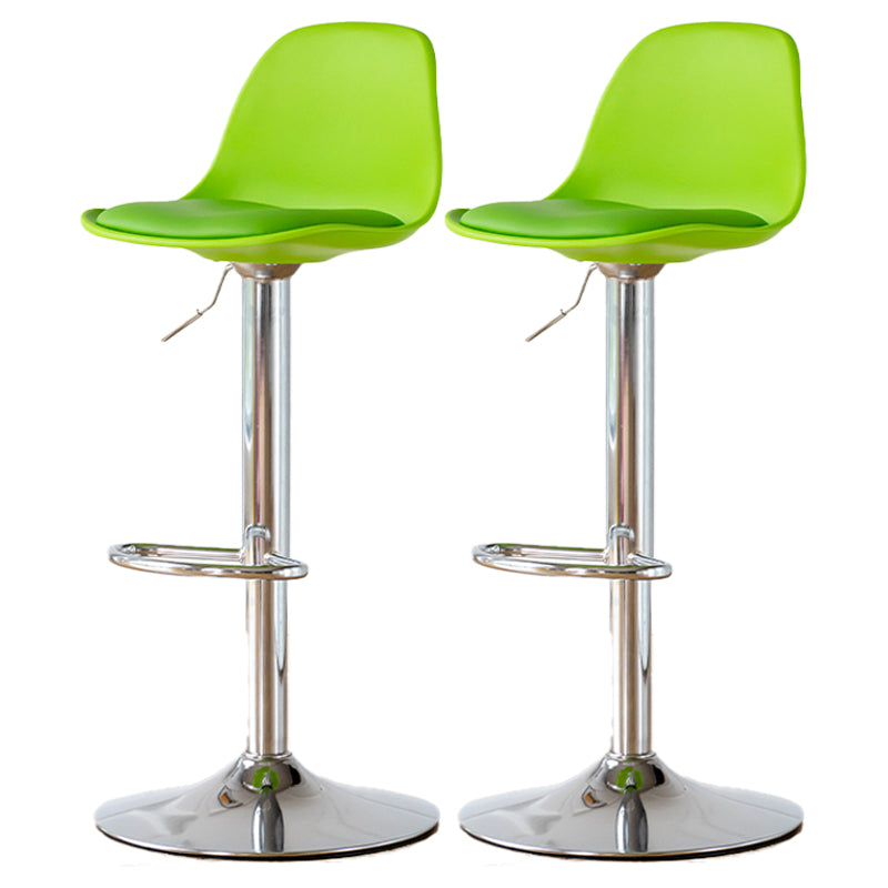 Scandinavian Adjustable Height Counter Stools Metal Leather Swivel Low Back Bar Stools
