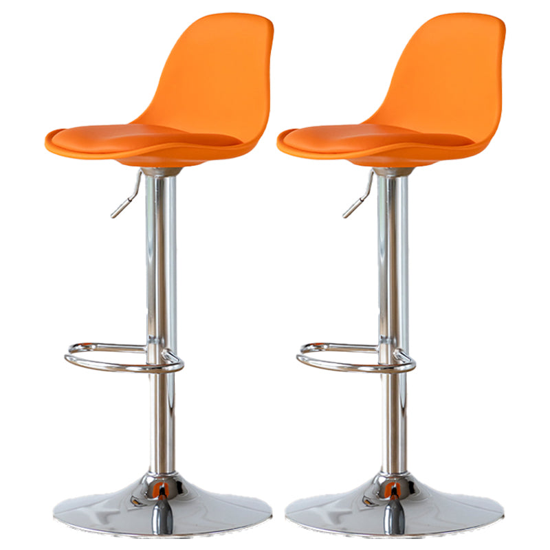 Scandinavian Adjustable Height Counter Stools Metal Leather Swivel Low Back Bar Stools