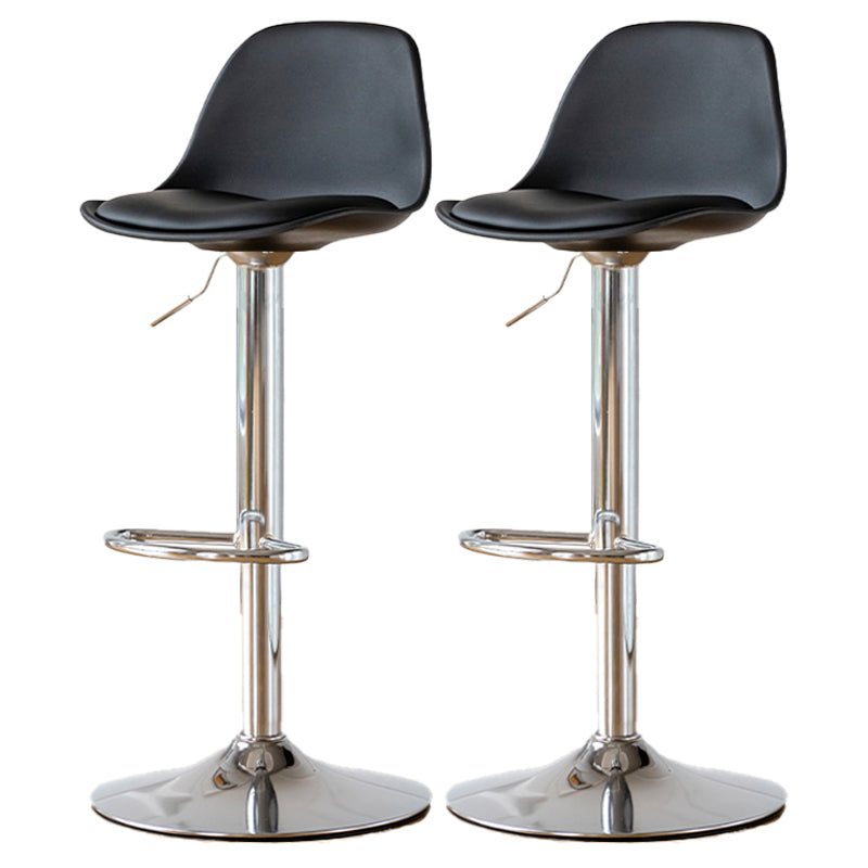 Scandinavian Adjustable Height Counter Stools Metal Leather Swivel Low Back Bar Stools