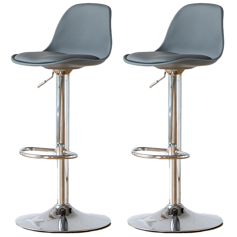 Scandinavian Adjustable Height Counter Stools Metal Leather Swivel Low Back Bar Stools