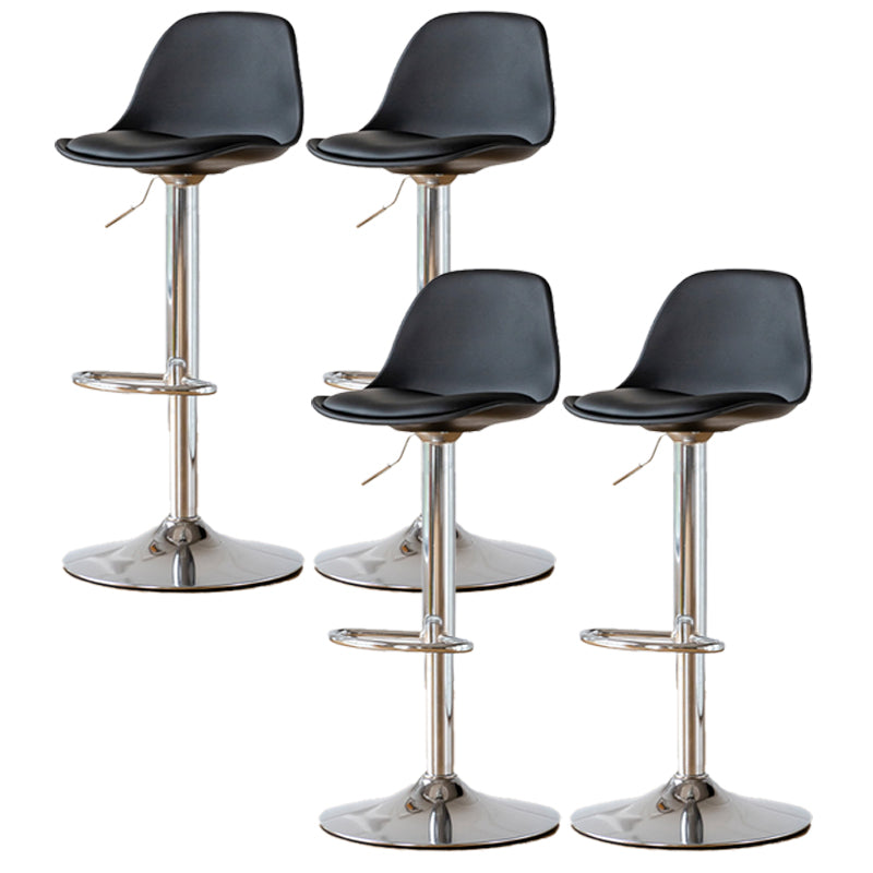 Scandinavian Adjustable Height Counter Stools Metal Leather Swivel Low Back Bar Stools
