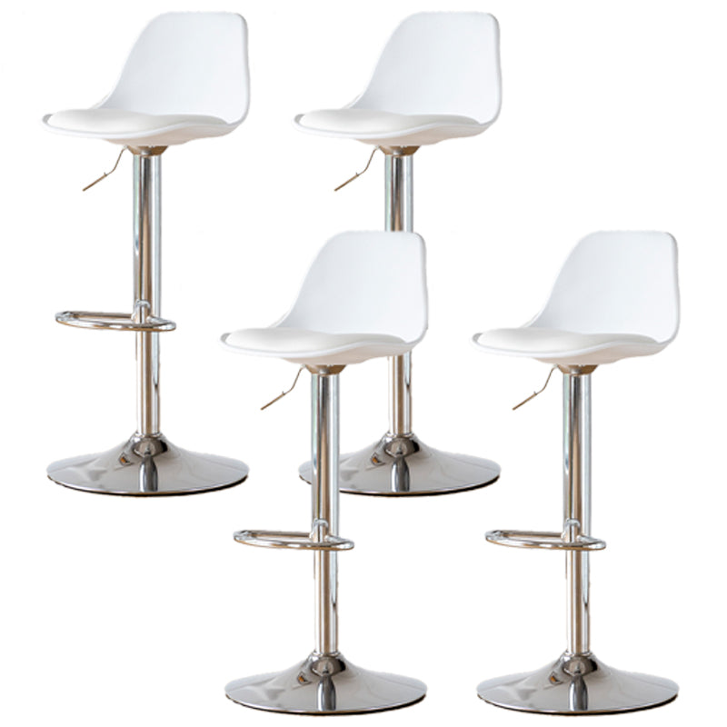 Scandinavian Adjustable Height Counter Stools Metal Leather Swivel Low Back Bar Stools