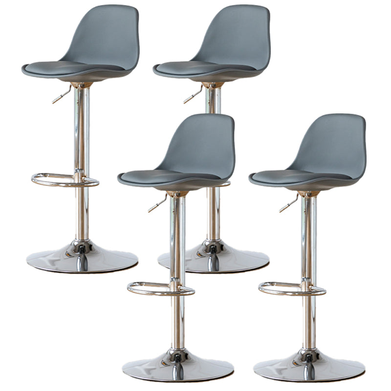 Scandinavian Adjustable Height Counter Stools Metal Leather Swivel Low Back Bar Stools