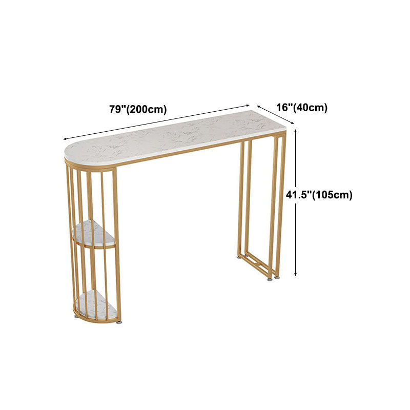 Restaurant Glam Style Marble Bar Table 42-inch Height Gold Base Bar Table