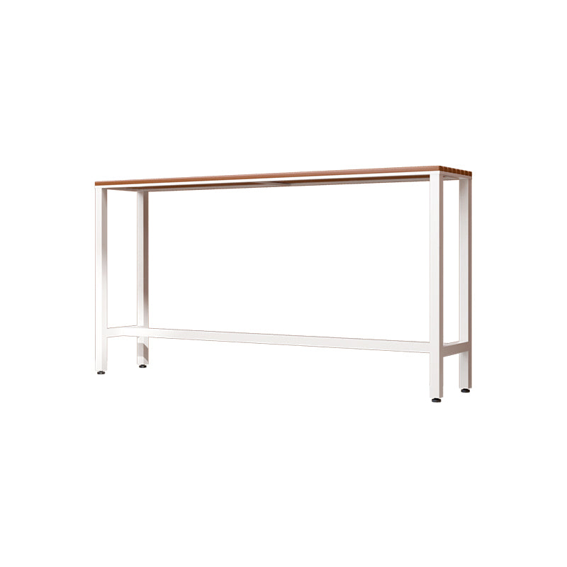 Outdoor Wood Rectangle Bar Height Table Modern Brown Trestle Bistro Bar Table
