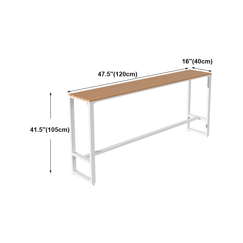 White Modern Pub Height Dining Table Outdoor Wood Footrest Bar Height Cocktail Table
