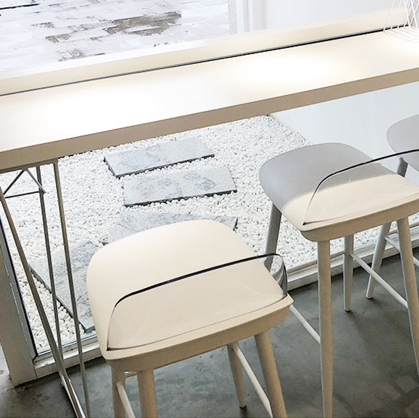 Modern White Counter Height Table Metal and Wood Indoor Rectangle Pub Bar Table