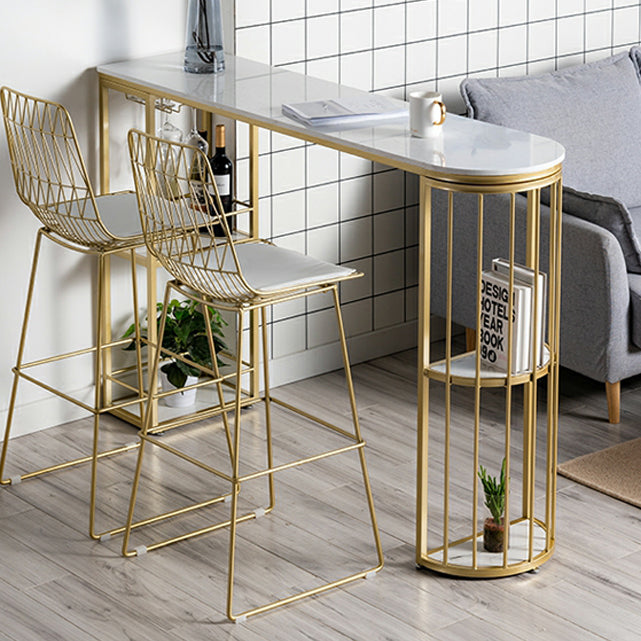 Tavolo da cocktail bar a doppio piedistallo interno in marmo Tavolo moderno pub/bar