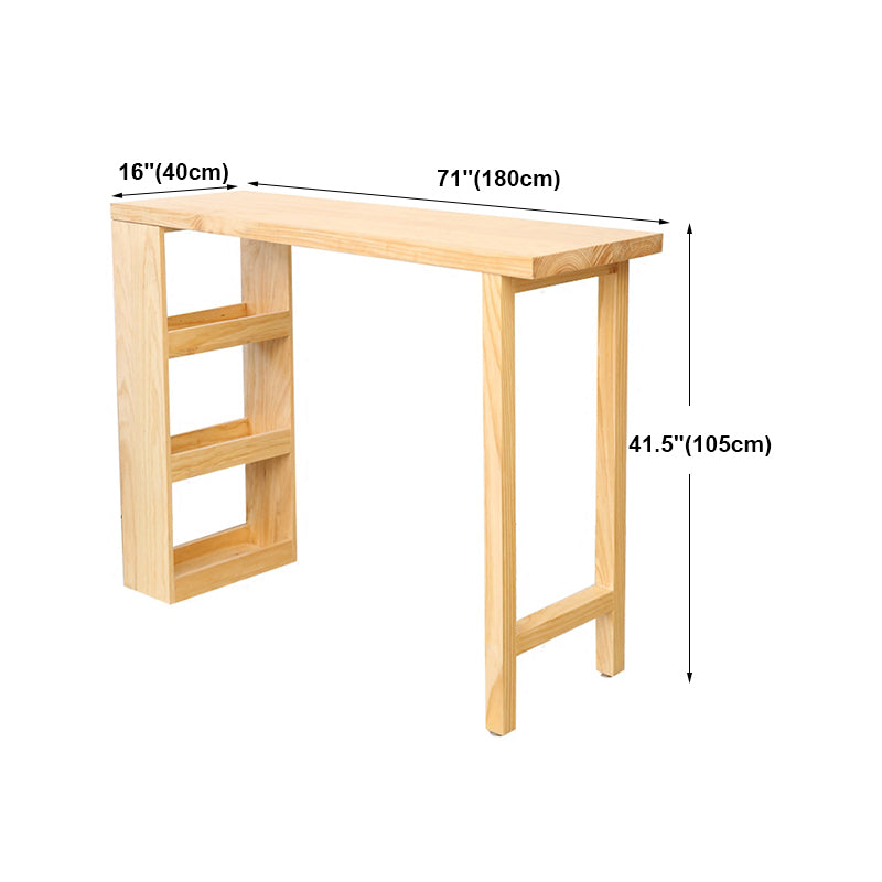 Modern Solid Wood Rectangle Counter Table Natural Storage Bistro Bar Height Cocktail Table