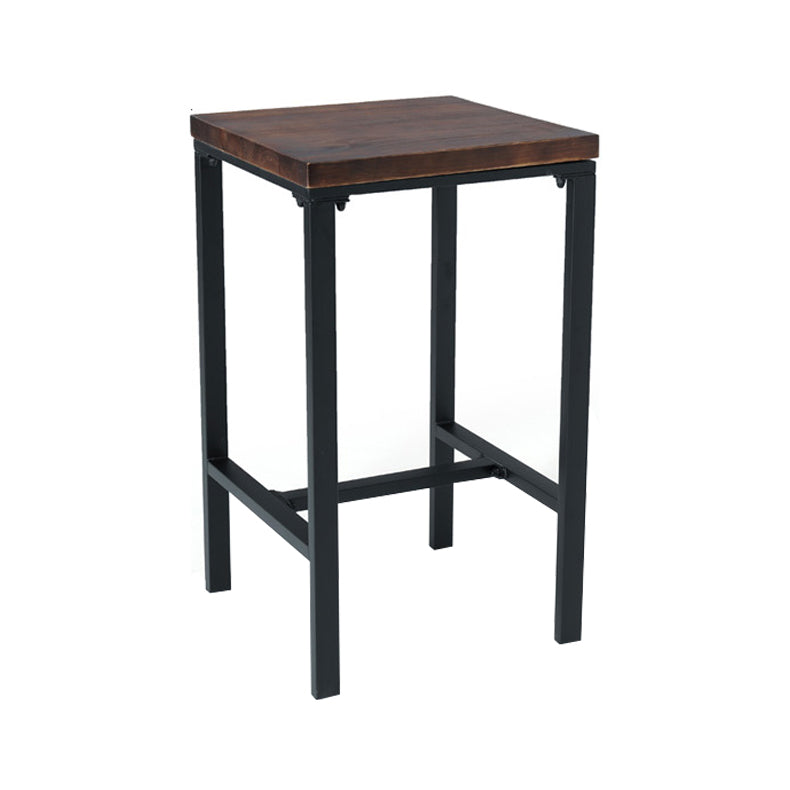 Modern Squared Bar Dining Table Indoor Wood Bar Height Table with Iron Base 42-Inch Top