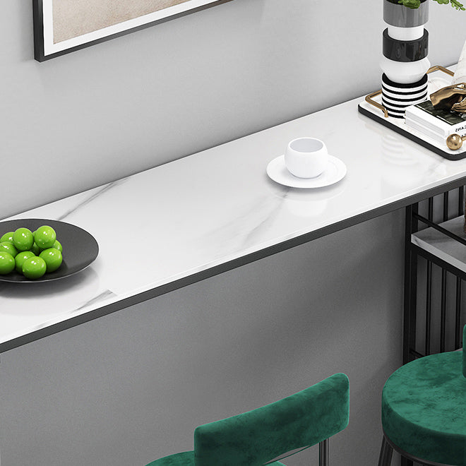 Modern Bar Dining Table Indoor Bar Height Table with Iron Base 42-Inch Top