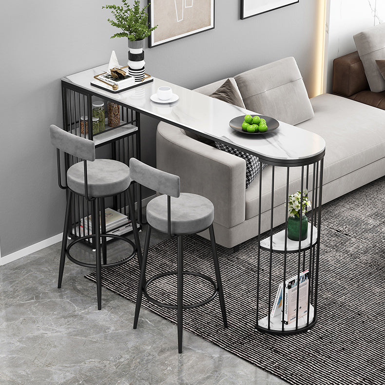 Modern Bar Dining Table Indoor Bar Height Table with Iron Base 42-Inch Top