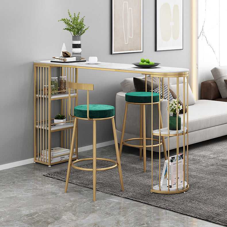 Modern Bar Dining Table Indoor Bar Height Table with Iron Base 42-Inch Top