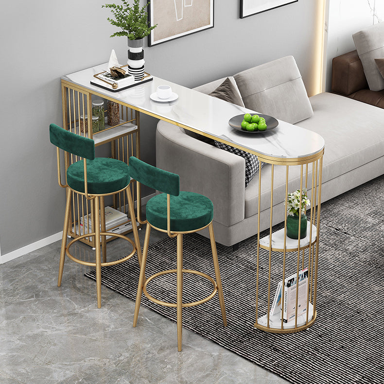 Modern Bar Dining Table Indoor Bar Height Table with Iron Base 42-Inch Top