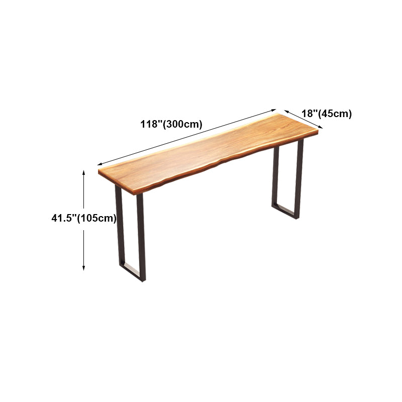 Modern Rectangle Bar Dining Table Wood Sled Bar Height Cocktail Table with Iron Base