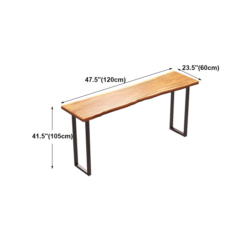 Modern Rectangle Bar Dining Table Wood Sled Bar Height Cocktail Table with Iron Base