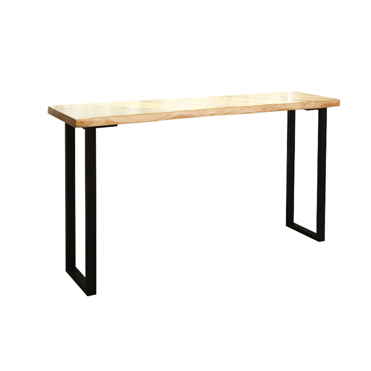 Modern Rectangle Bar Dining Table Wood Sled Bar Height Pub Table with Iron Base
