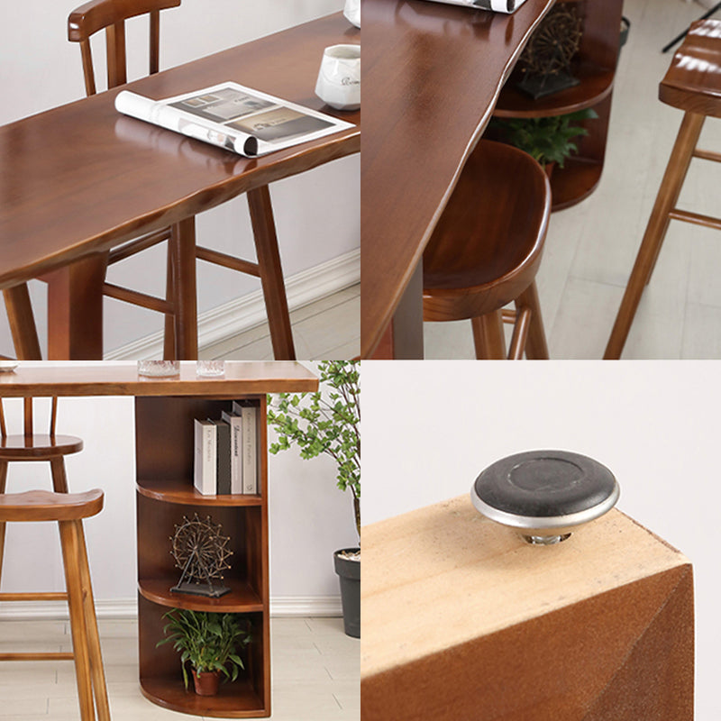 Contemporary Rectangle Bar Dining Table Wood Bar Height Table with Shelves