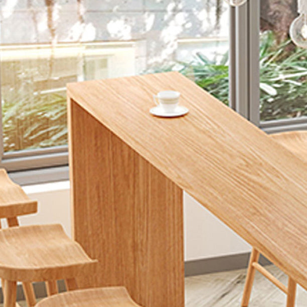 Modern Rectangle Bar Dining Table Double Pedestal Wood Bar Height Table in Brown