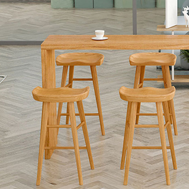 Modern Rectangle Bar Dining Table Double Pedestal Wood Bar Height Table in Brown