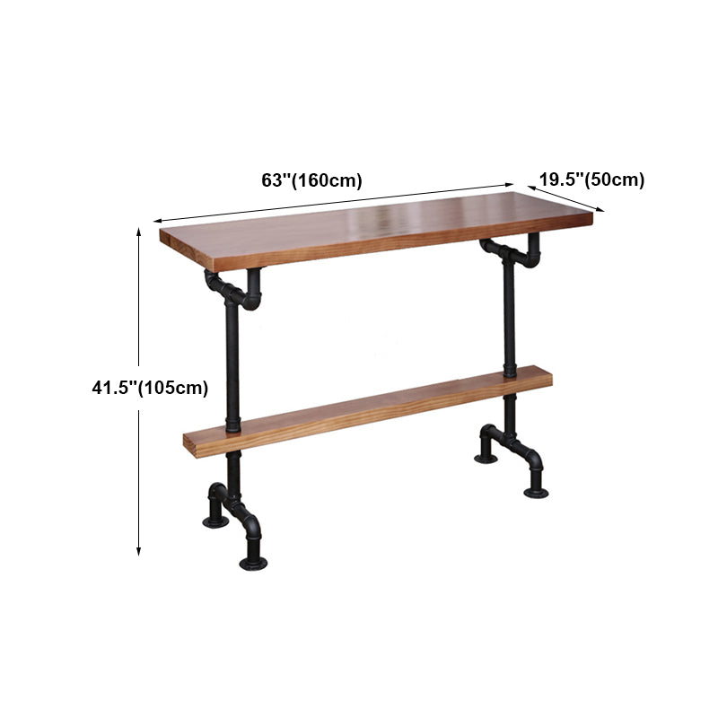 Modern Rectangle Bar Dining Table Wood Bar Height Table with Tube-Shaped Base