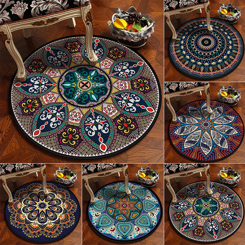 Black Graphic Rug Polyester Bohemian Rug Stain Resistant Rug for Home Decor
